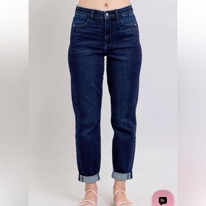 JUDY BLUE Dark wash boyfriend jeans size 1/25 NEW